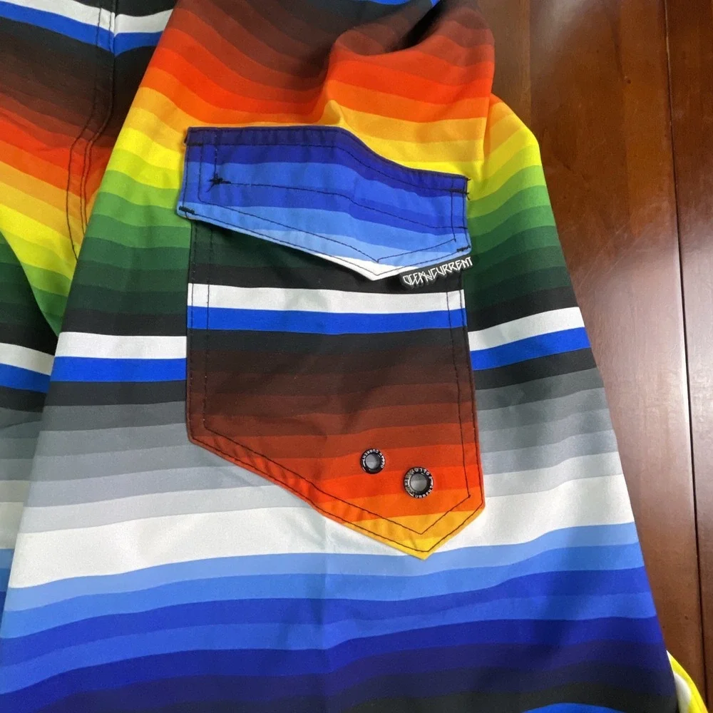 MENS OCEAN CURRENT 4-WAY STRETCH SWIM BOARD SHORTS SIZE 32